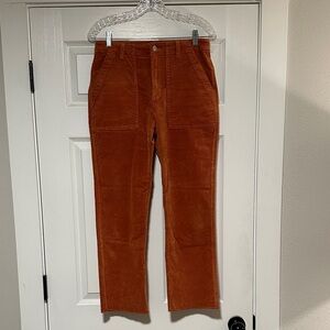 Women's Corduroy Cropped Pants - Burnt Orange